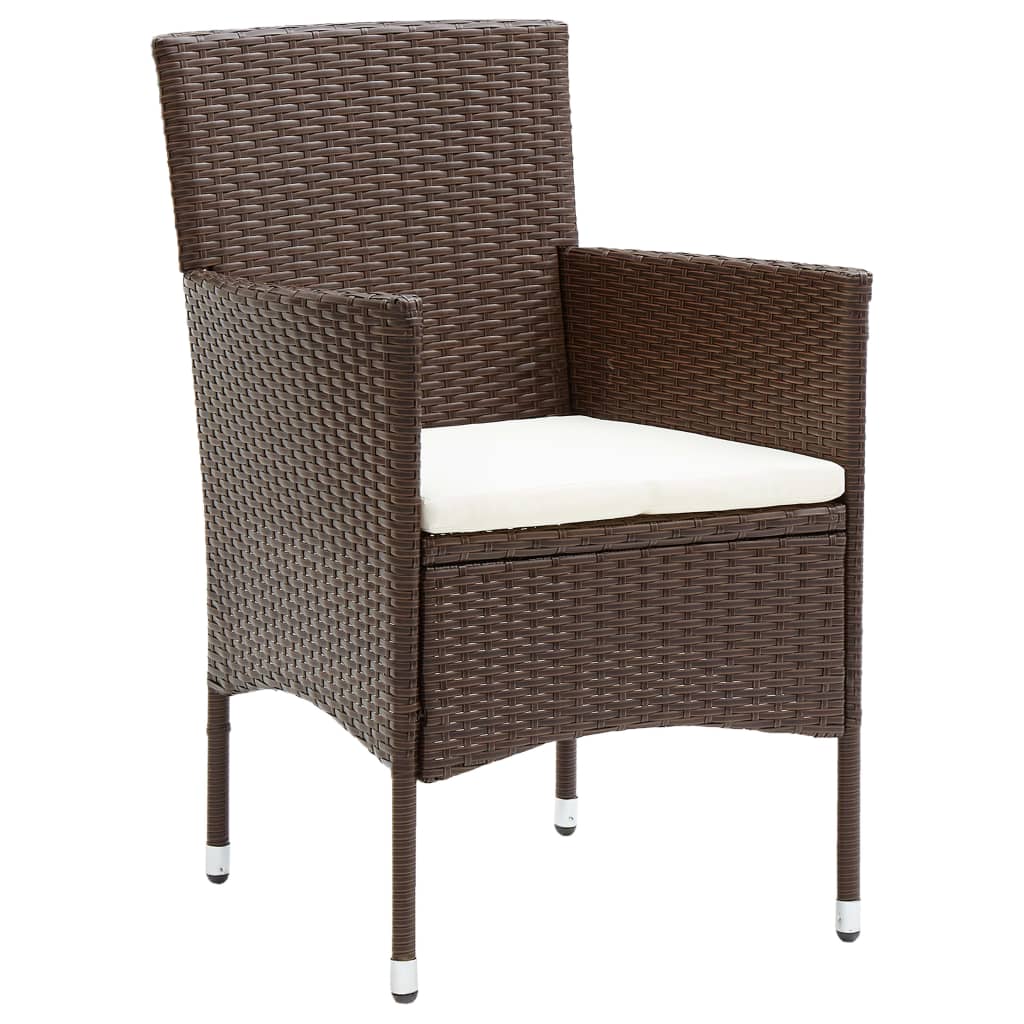 Ensemble à manger de jardin 5pcs Résine tressée Marron