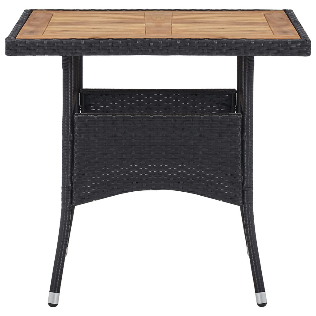Ensemble à dîner de jardin 3 pcs Résine tressée et acacia Noir