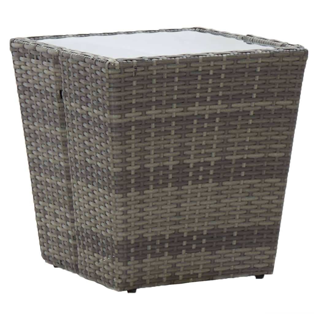 Ensemble de bistro de jardin 3 pcs Résine tressée et verre Gris