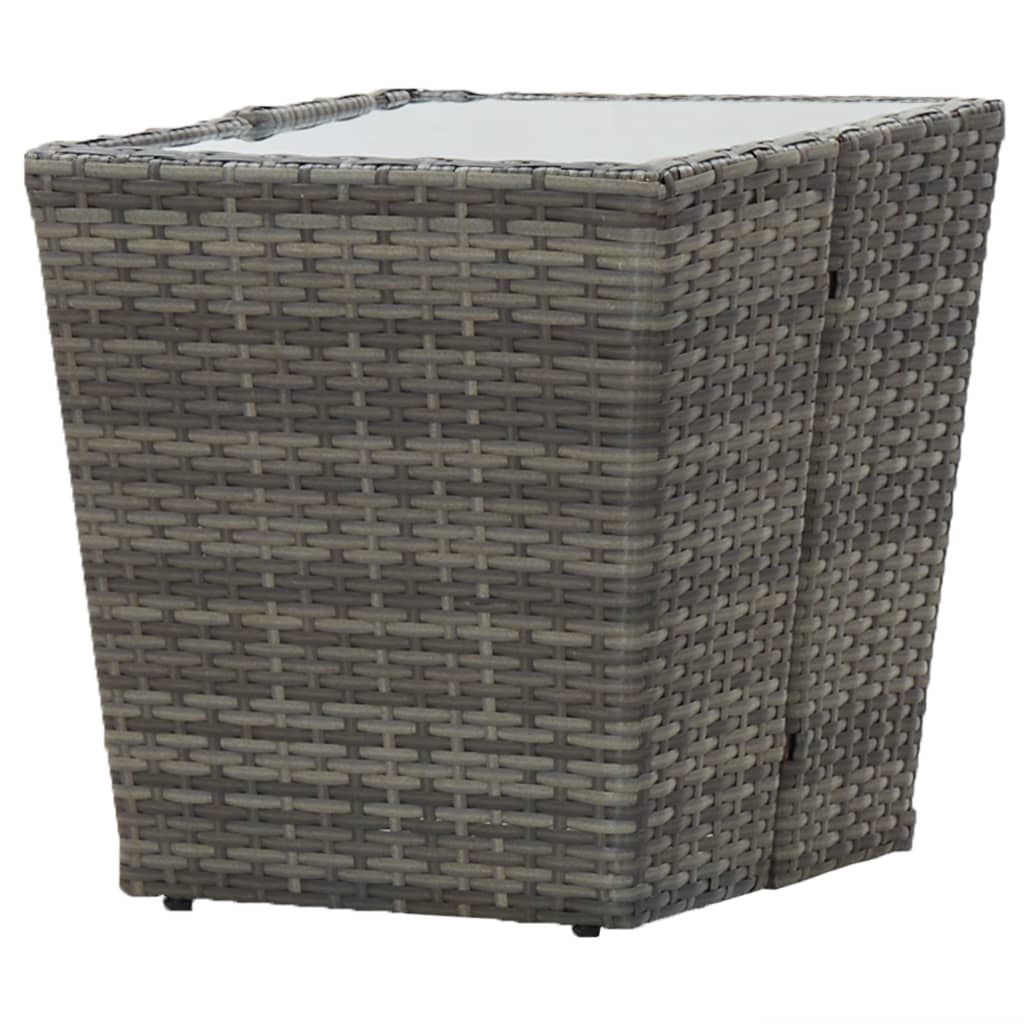 Ensemble de bistro de jardin 3 pcs Résine tressée et verre Gris