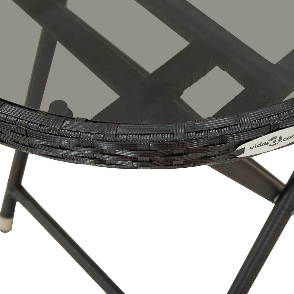 Ensemble de bistro de jardin 3 pcs Résine tressée et verre Noir