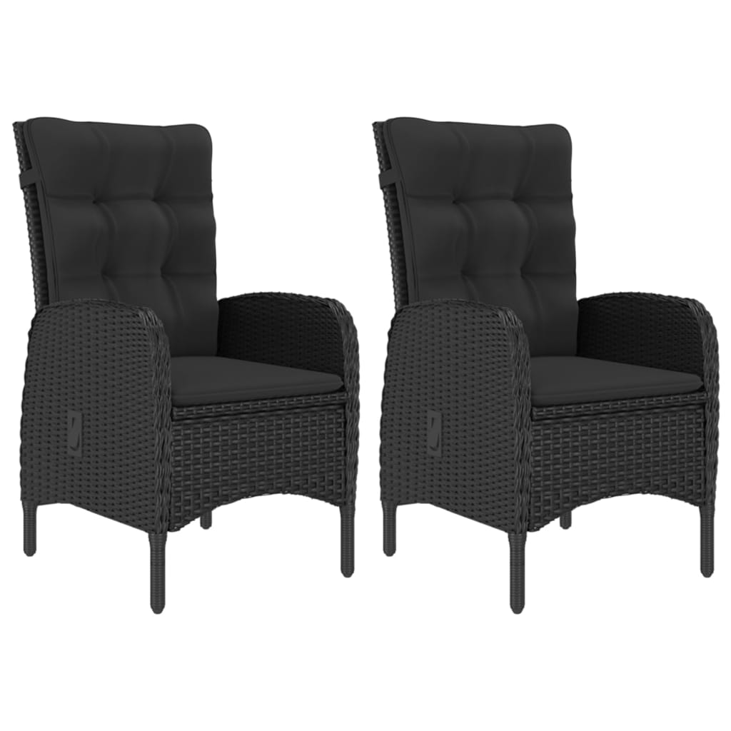 Ensemble de bistro de jardin 3 pcs Résine tressée et verre Noir
