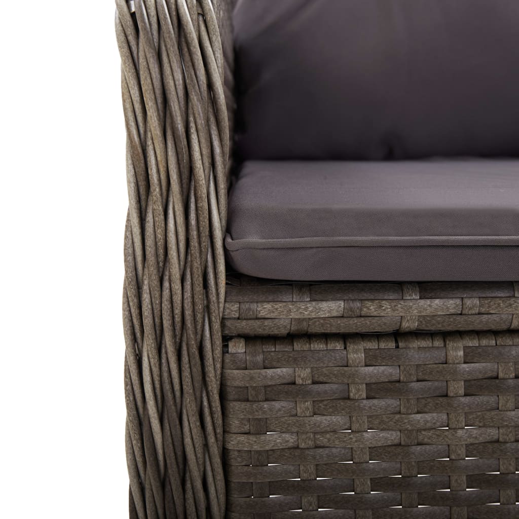 Ensemble de bistro de jardin 3 pcs Résine tressée Gris