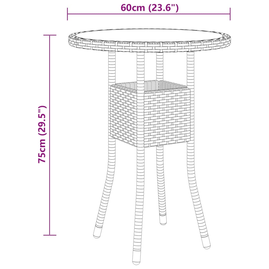 Ensemble de bistro de jardin 3 pcs Résine tressée Gris