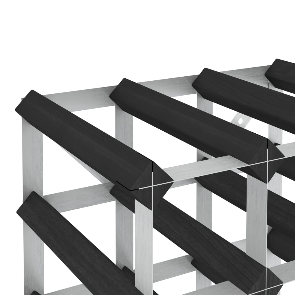 Casier à bouteilles pour 12 bouteilles Noir Bois de pin solide - XIOS