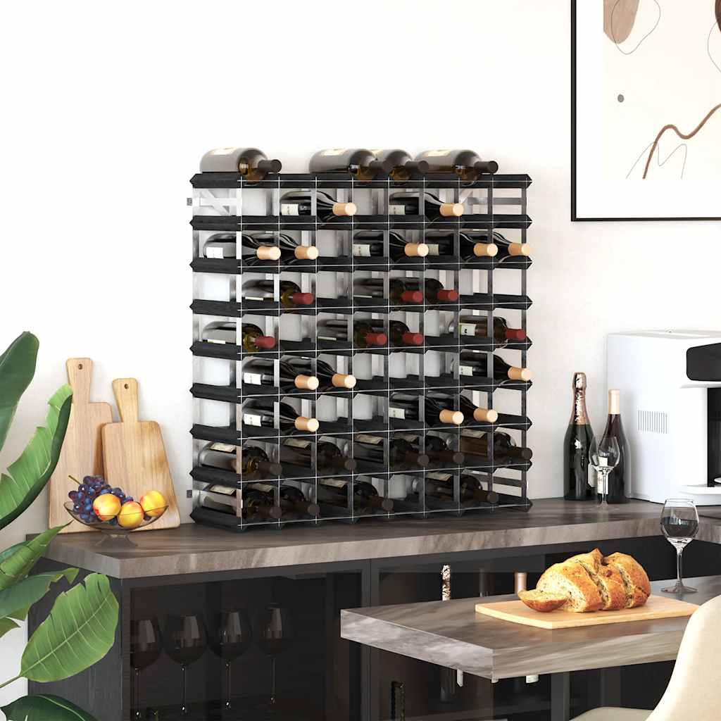 Casier à bouteilles pour 72 bouteilles Noir Bois de pin solide - XIOS