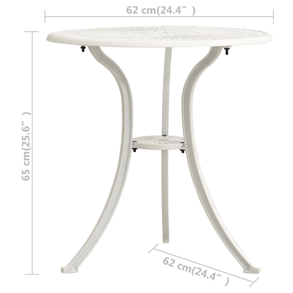 Ensemble de bistro 3 pcs Aluminium coulé Blanc