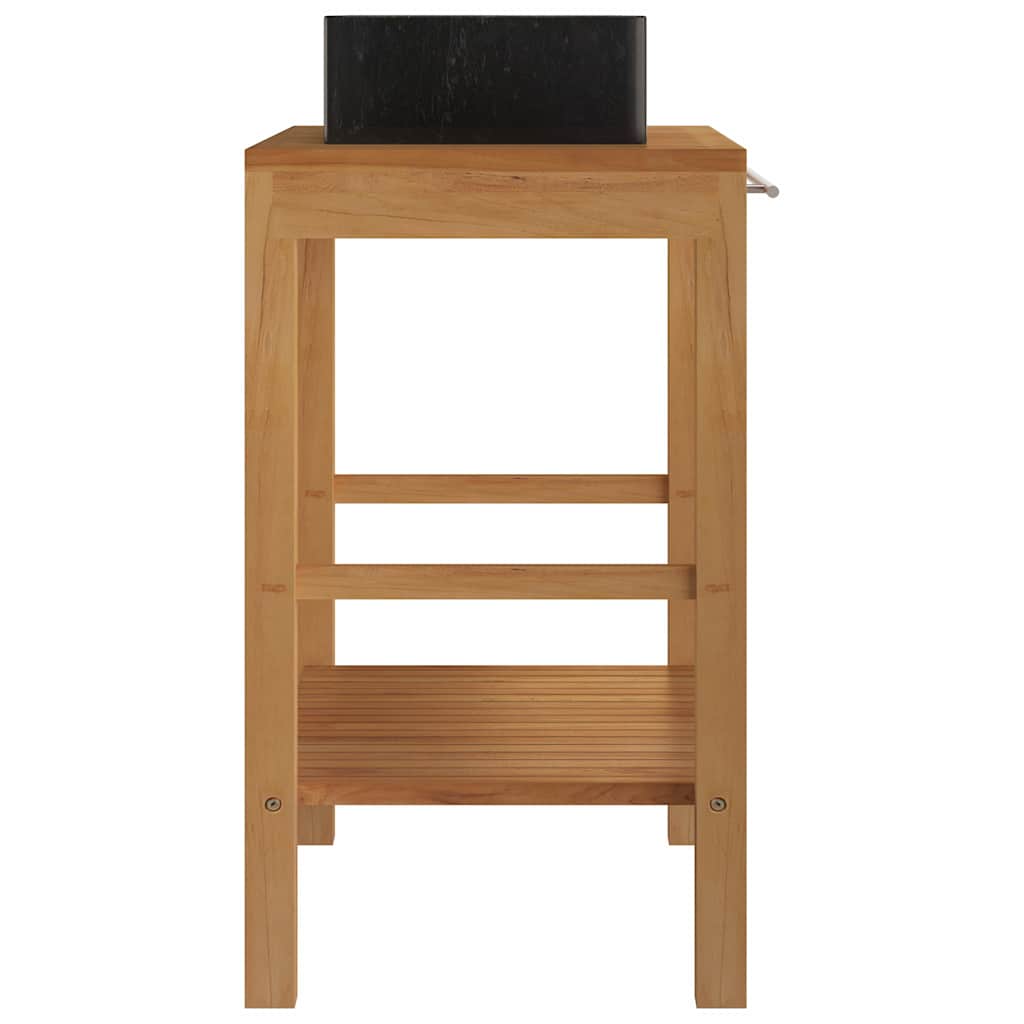 Armoire de toilette en teck solide avec lavabo en marbre Noir - XIOS