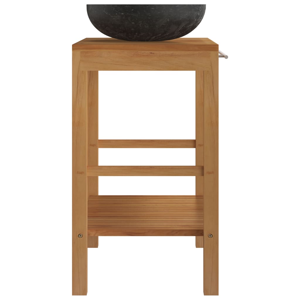 Armoire de toilette en teck solide avec lavabo en marbre Noir - XIOS