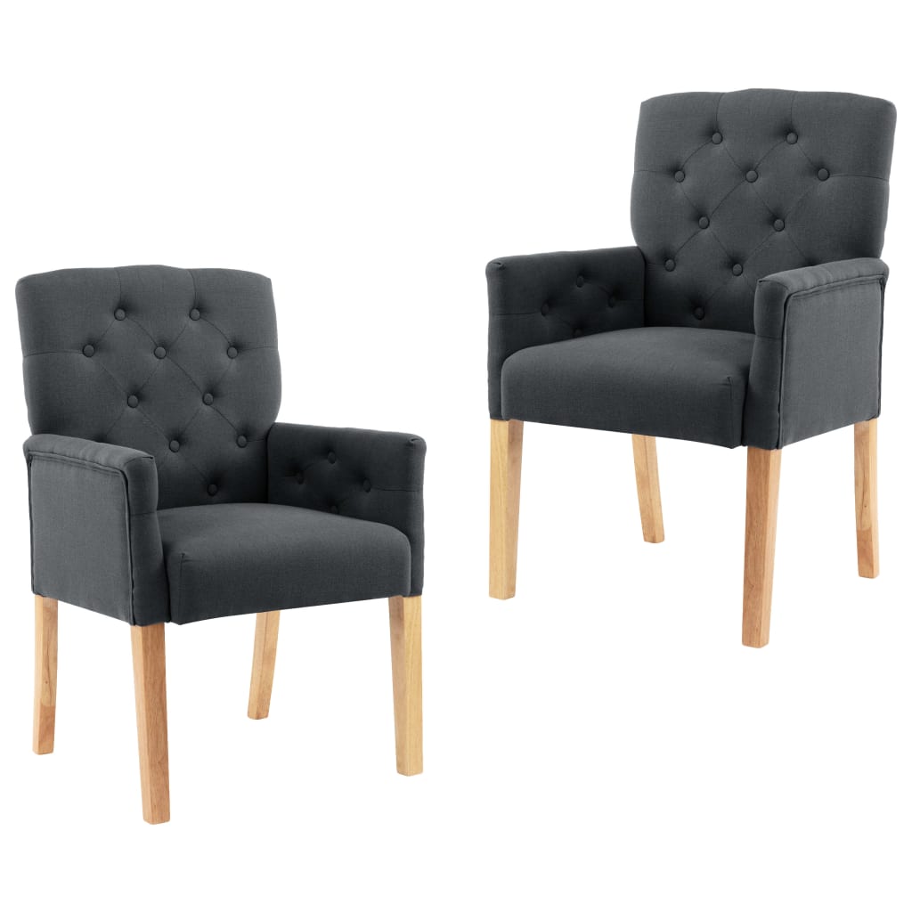 Chaises à manger avec accoudoirs lot de 2 gris tissu - XIOS