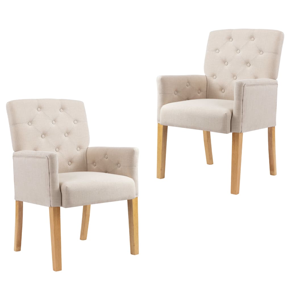 Chaises à manger avec accoudoirs lot de 2 beige tissu - XIOS
