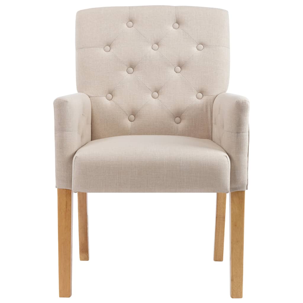 Chaises à manger avec accoudoirs lot de 2 beige tissu - XIOS