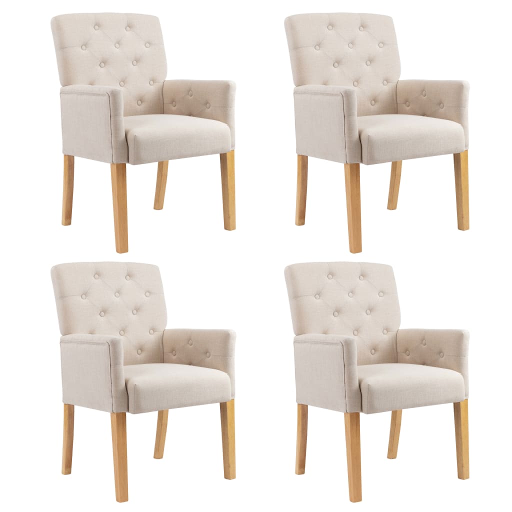 Chaises à manger avec accoudoirs lot de 4 beige tissu - XIOS