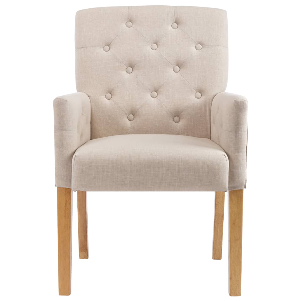Chaises à manger avec accoudoirs lot de 4 beige tissu - XIOS