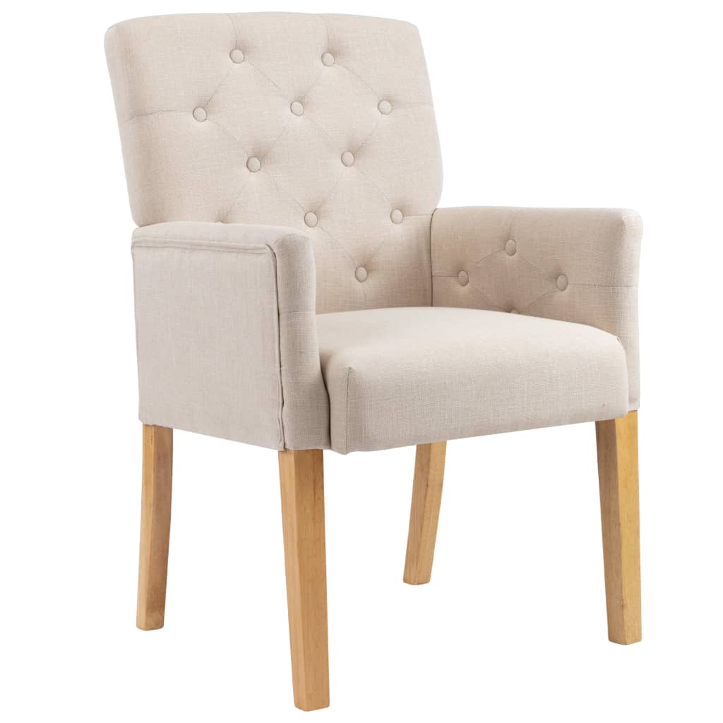 Chaises à manger avec accoudoirs lot de 4 beige tissu - XIOS