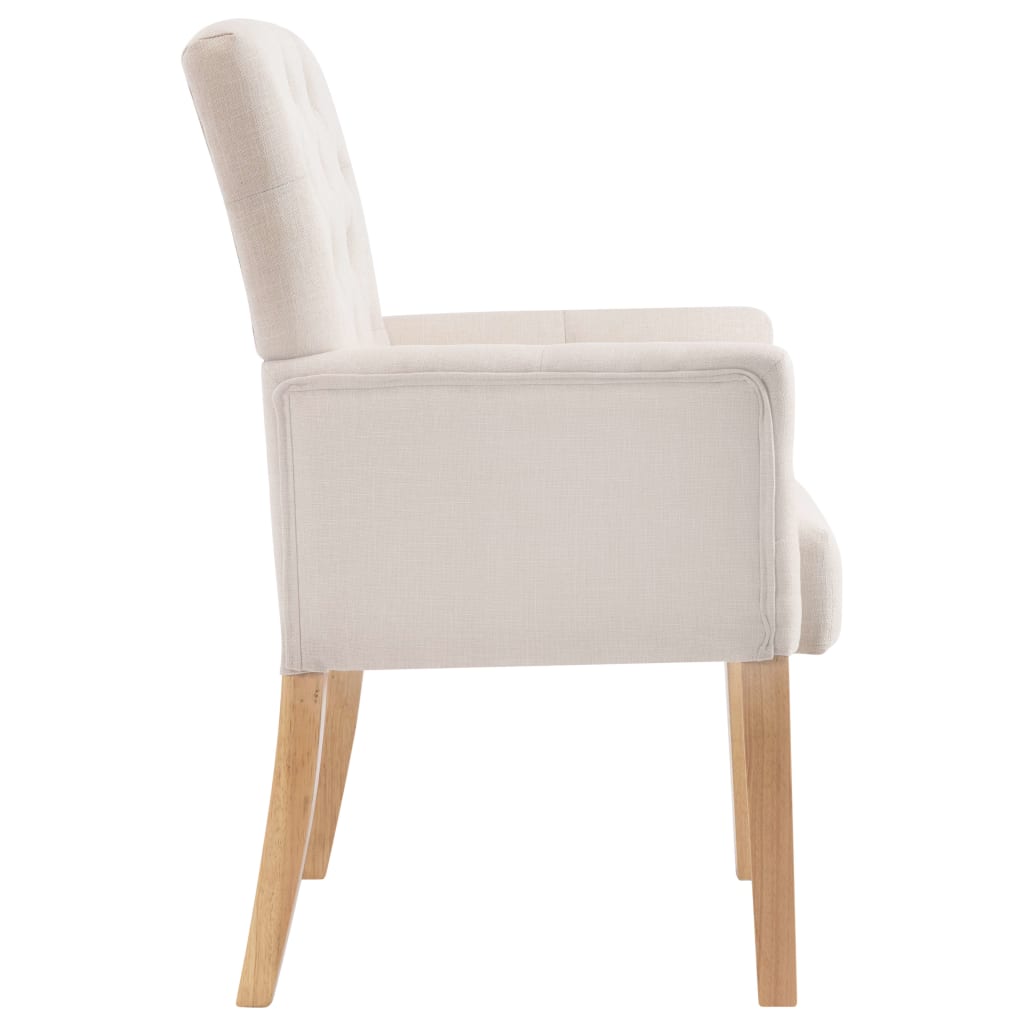 Chaises à manger avec accoudoirs lot de 4 beige tissu - XIOS