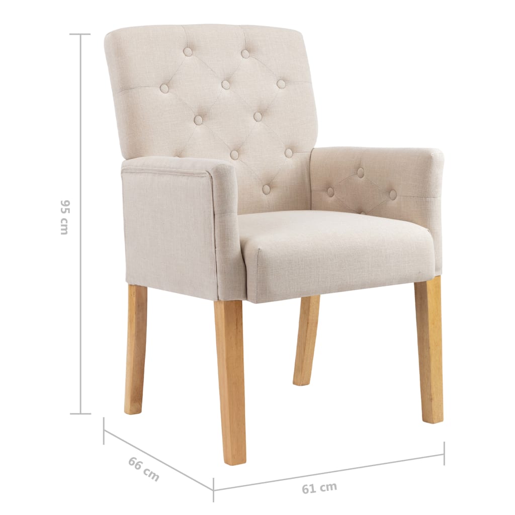 Chaises à manger avec accoudoirs lot de 4 beige tissu - XIOS