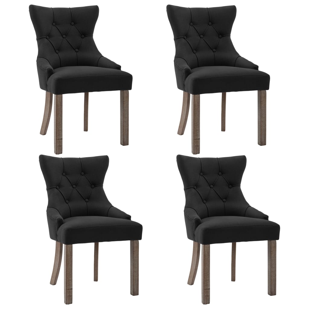 Chaises à manger lot de 4 noir tissu - XIOS
