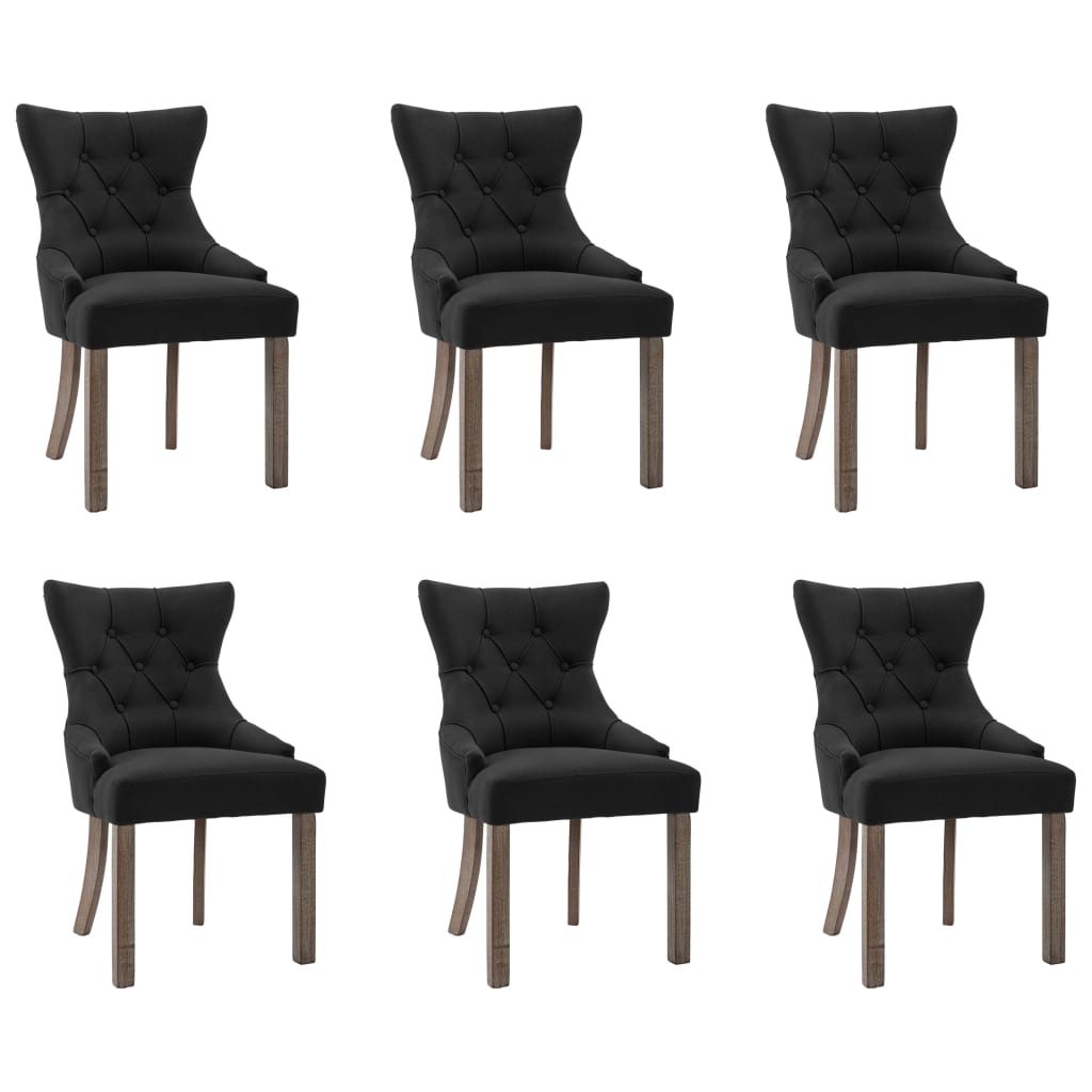 Chaises à manger lot de 6 noir tissu - XIOS