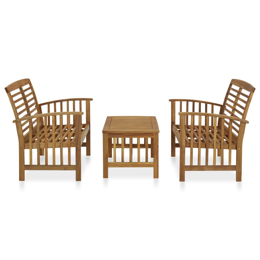 Salon de jardin 3 pcs Bois d'acacia solide