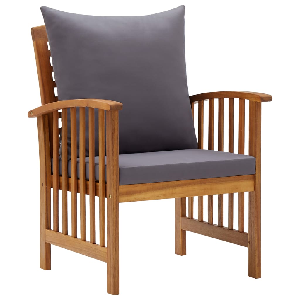 Salon de jardin 5 pcs avec coussins Bois d'acacia solide