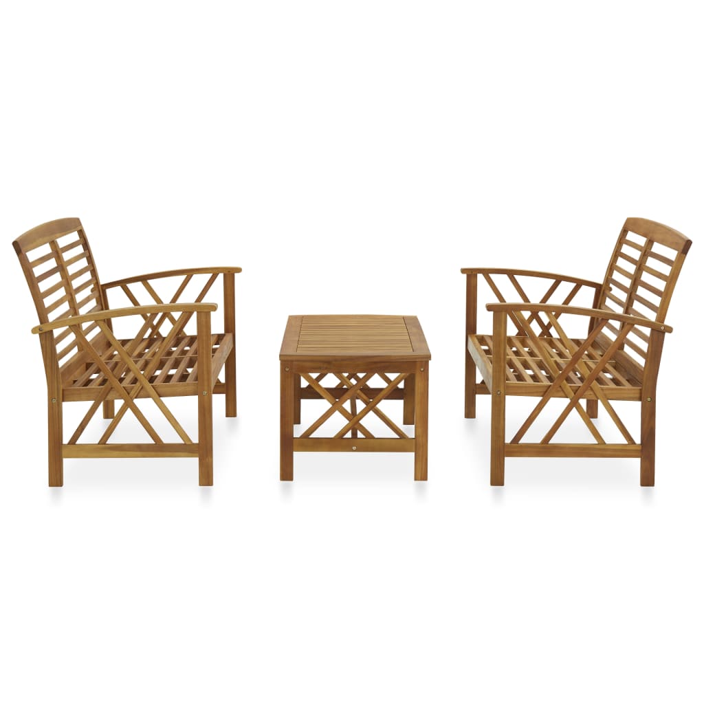 Salon de jardin 3 pcs Bois d'acacia solide