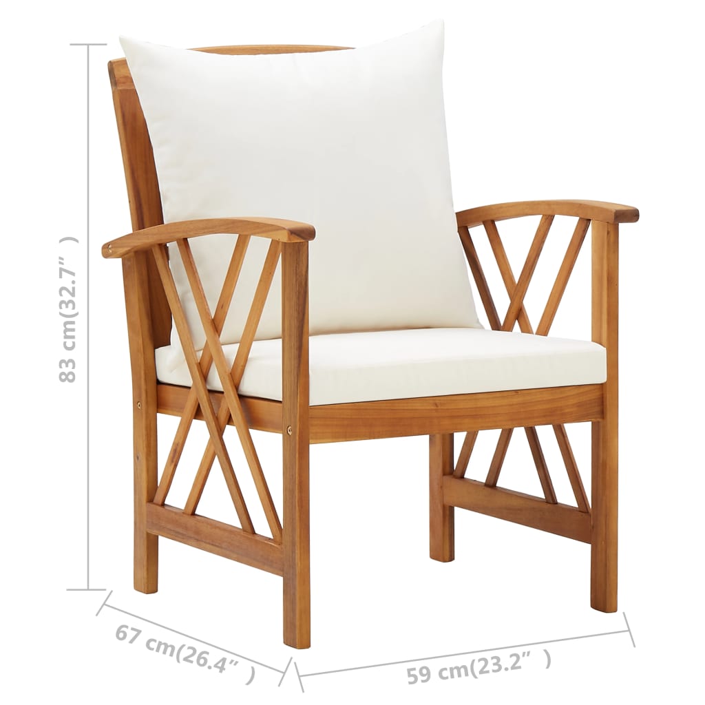 Salon de jardin 5 pcs avec coussins Bois d'acacia solide