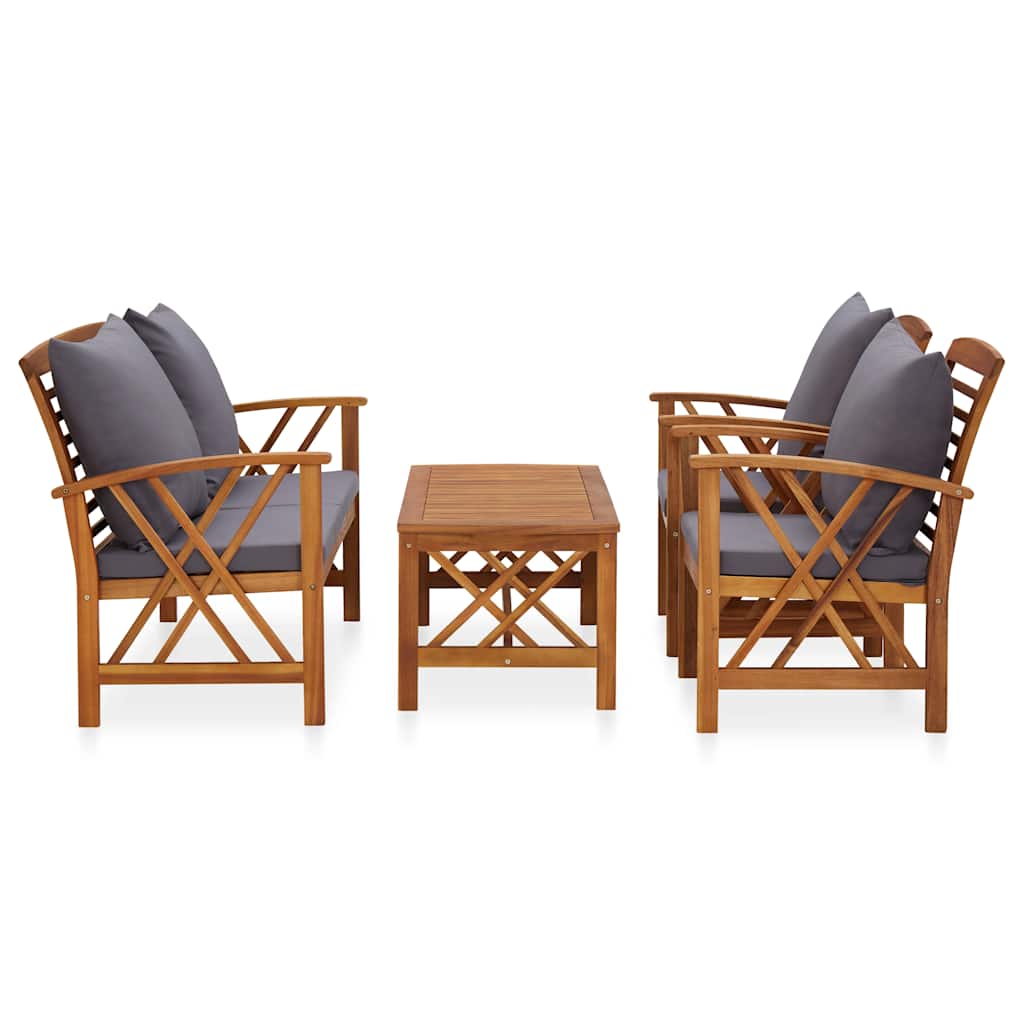 Salon de jardin 4 pcs avec coussins Bois d'acacia solide