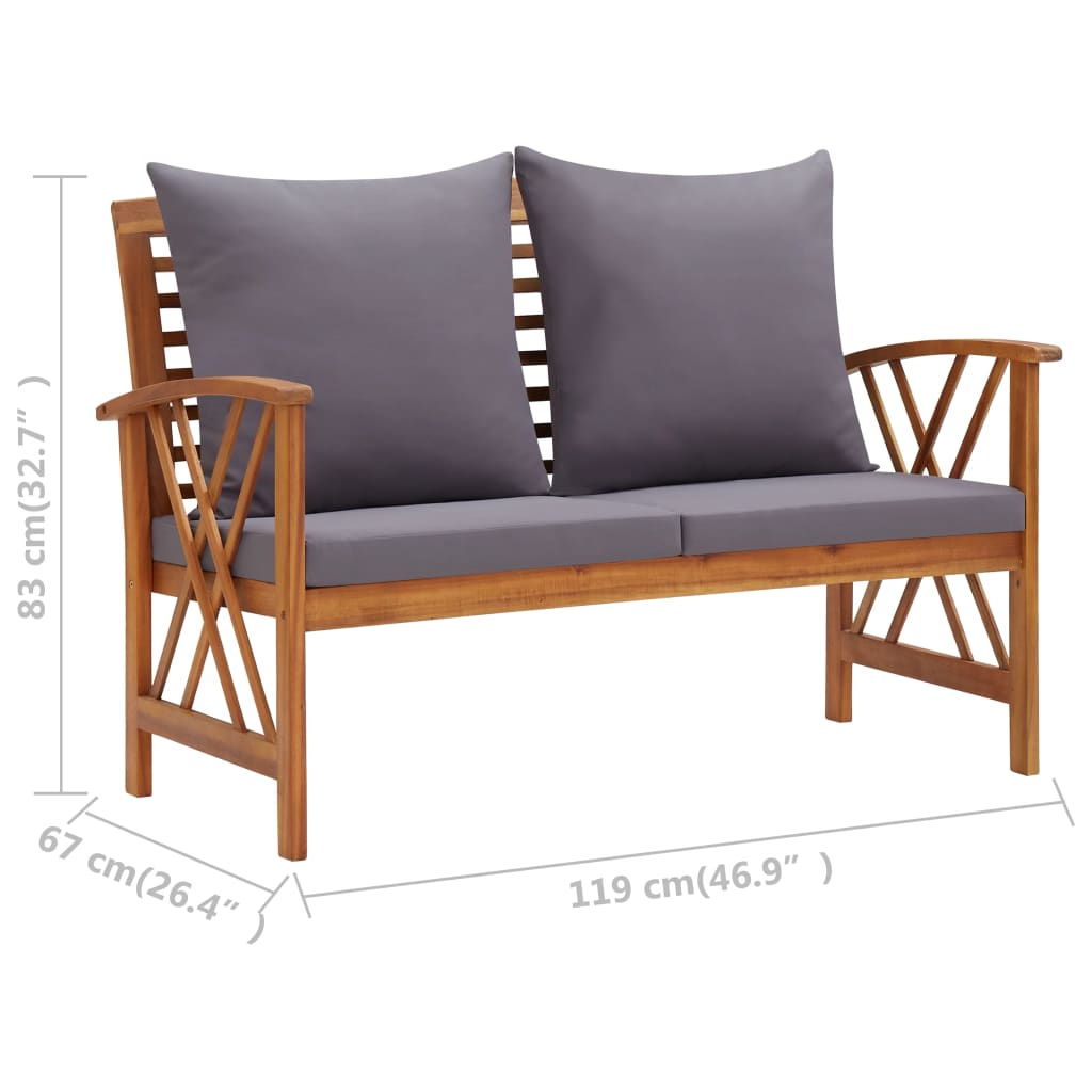 Salon de jardin 4 pcs avec coussins Bois d'acacia solide