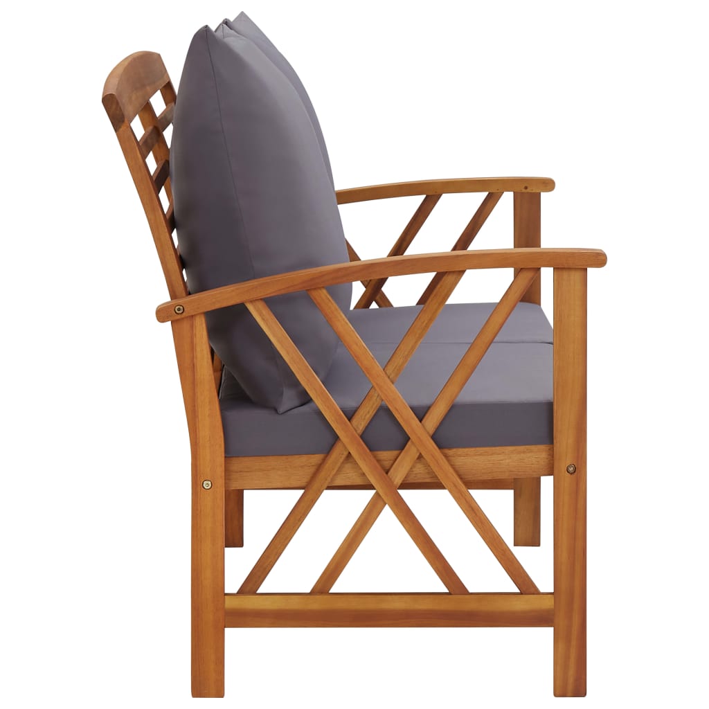Salon de jardin 3 pcs avec coussins Bois d'acacia massif