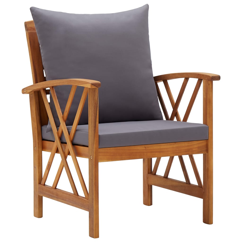 Salon de jardin 5 pcs avec coussins Bois d'acacia solide