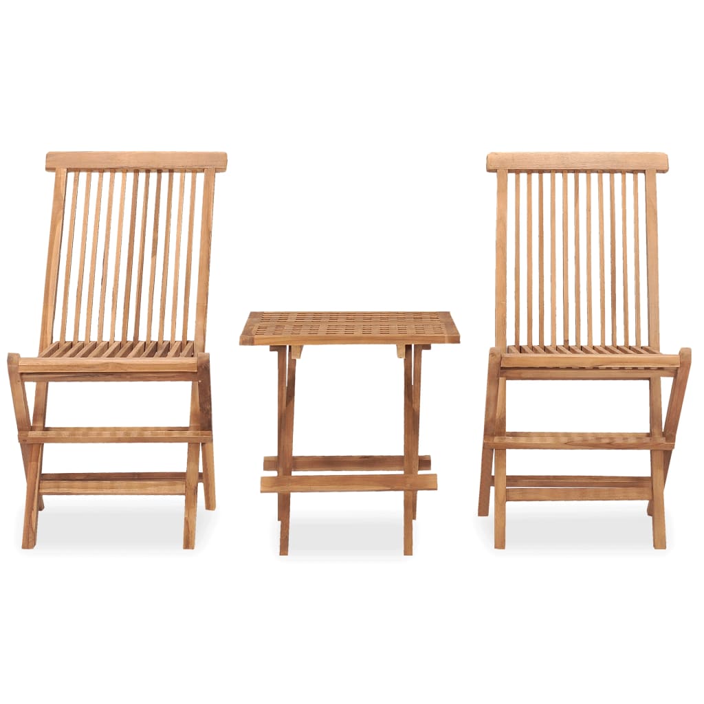 Ensemble à manger d'extérieur pliable 3 pcs bois de teck massif