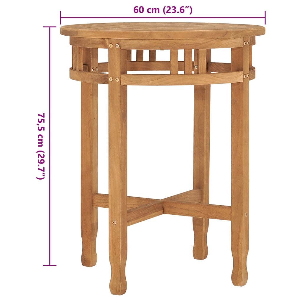 Table de bistro Ø60x75,5 cm bois de teck solide