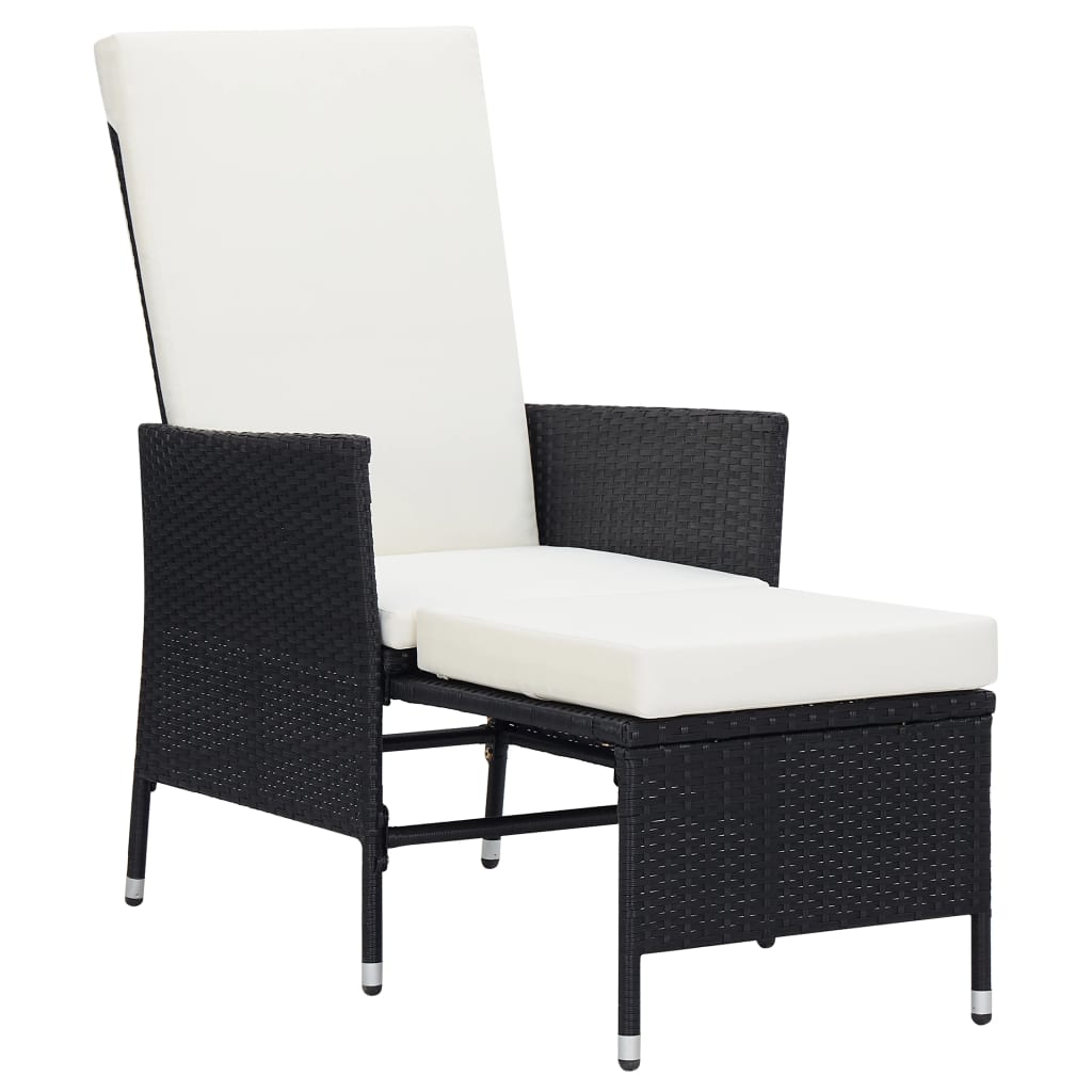 Salon de jardin 3 pcs avec coussins Résine tressée Noir