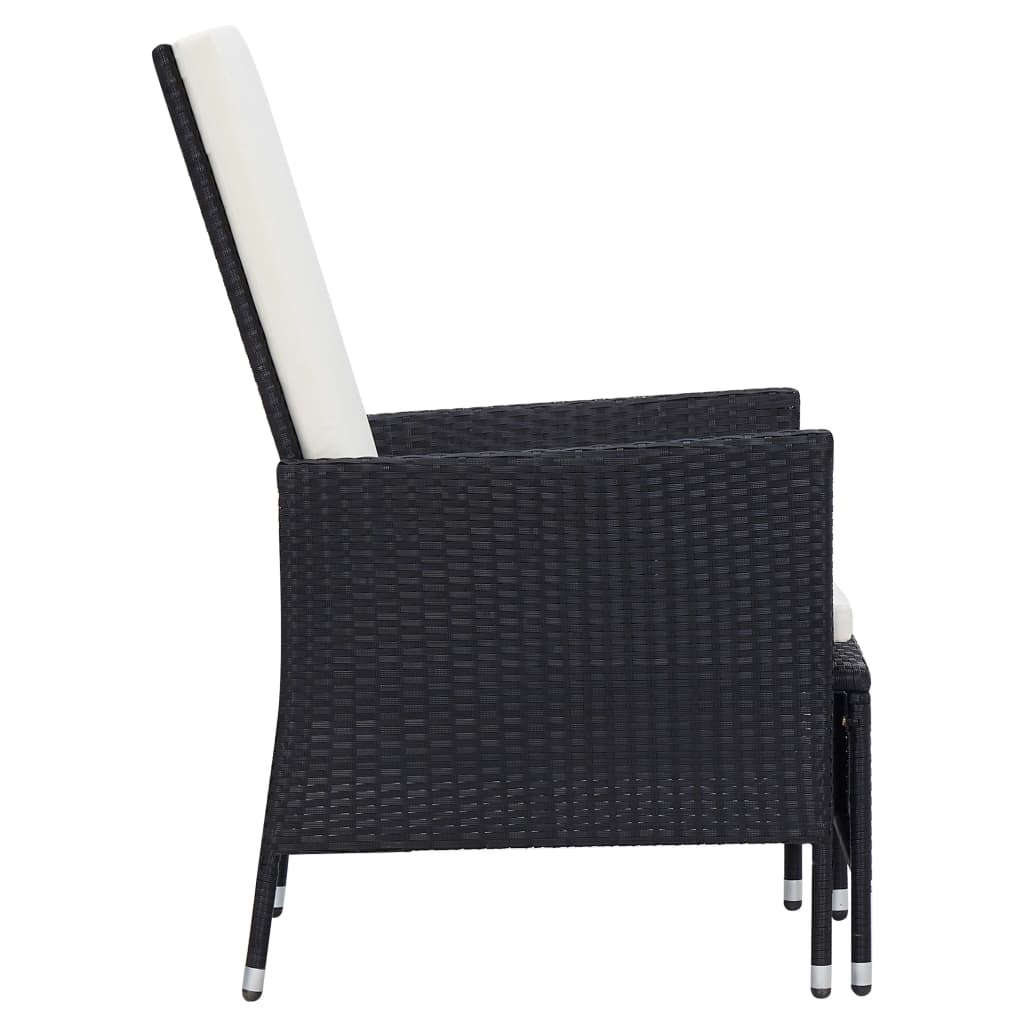 Salon de jardin 3 pcs avec coussins Résine tressée Noir