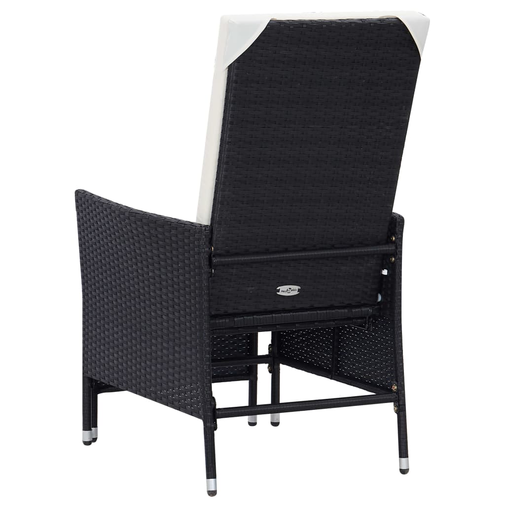 Salon de jardin 3 pcs avec coussins Résine tressée Noir
