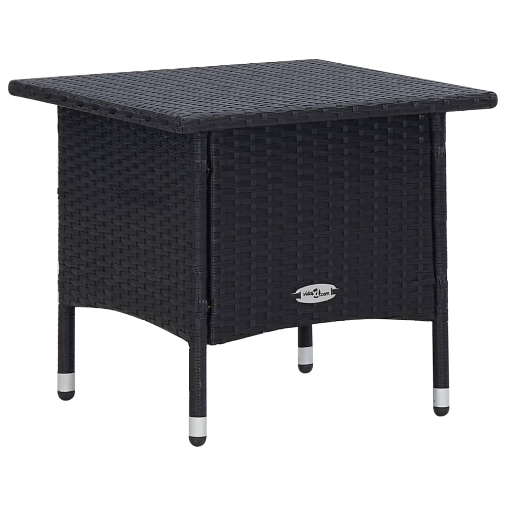 Salon de jardin 3 pcs avec coussins Résine tressée Noir