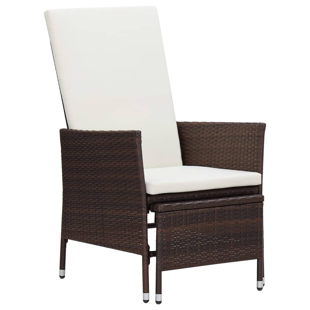 Salon de jardin 3 pcs avec coussins Résine tressée Marron