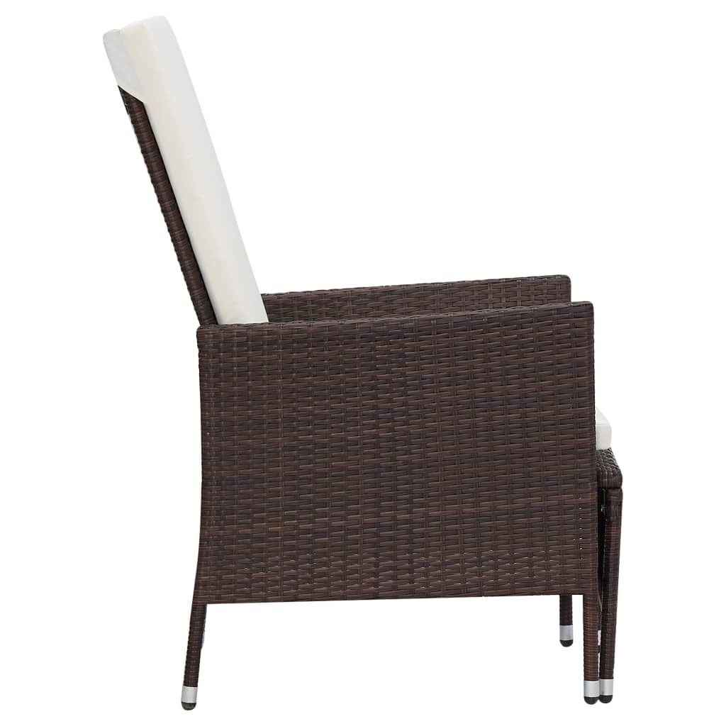 Salon de jardin 3 pcs avec coussins Résine tressée Marron