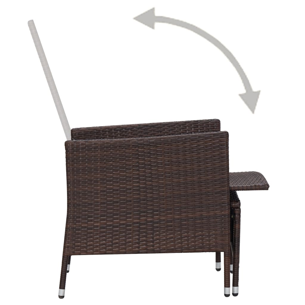 Salon de jardin 3 pcs avec coussins Résine tressée Marron