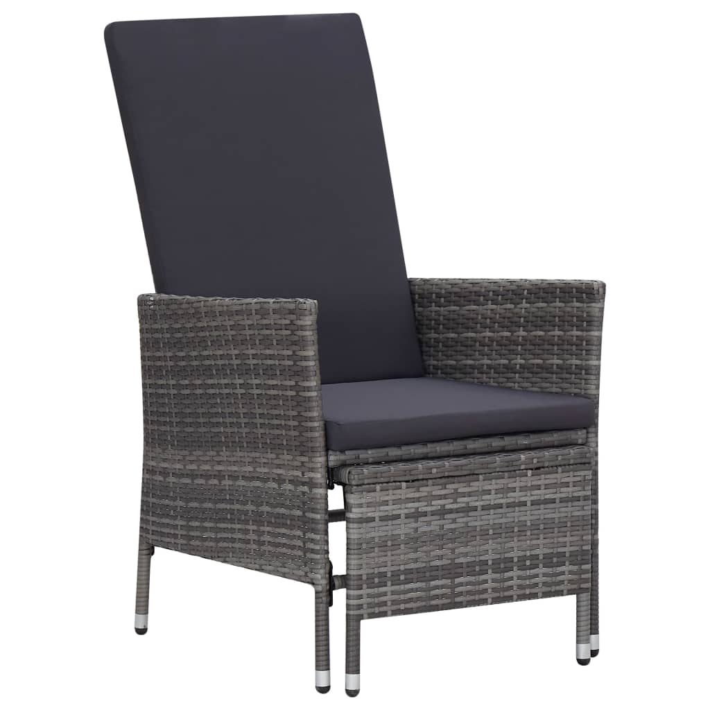 Salon de jardin 3 pcs avec coussins Résine tressée Gris