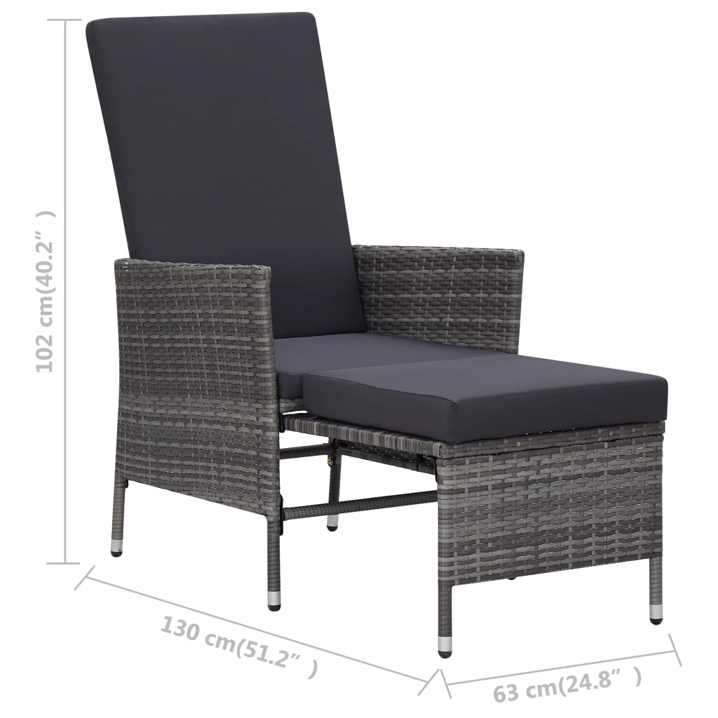 Salon de jardin 3 pcs avec coussins Résine tressée Gris