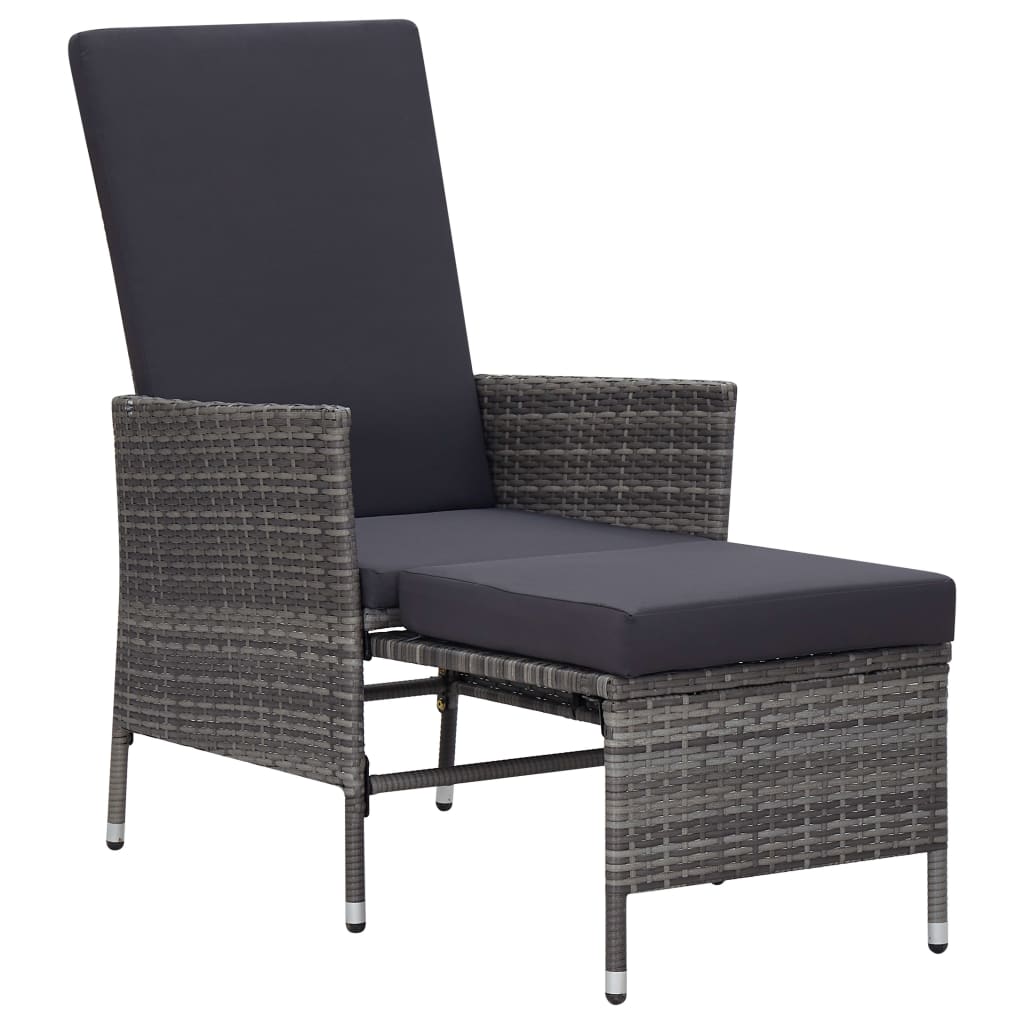 Salon de jardin 3 pcs avec coussins Résine tressée Gris