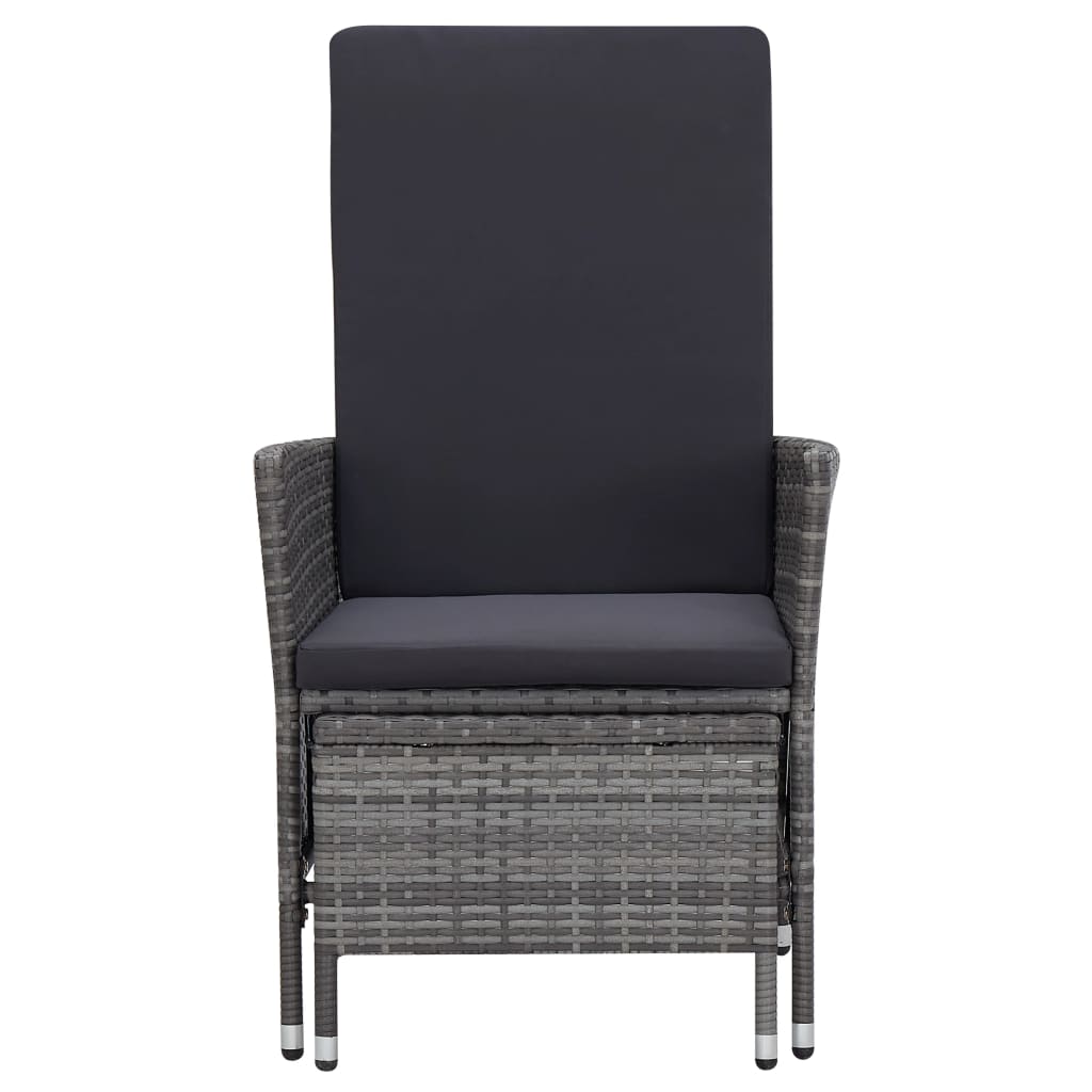 Salon de jardin 3 pcs avec coussins Résine tressée Gris