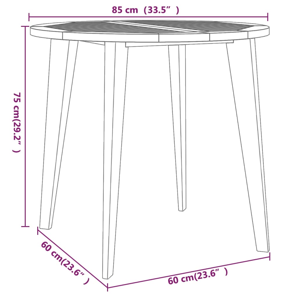 Ensemble à manger de jardin 5 pcs Bois d'acacia solide