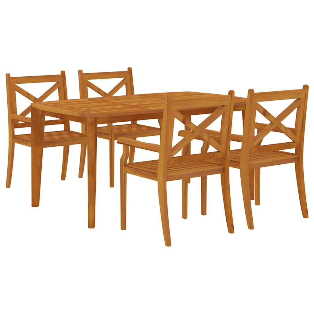 Ensemble à manger de jardin 5 pcs Bois d'acacia solide