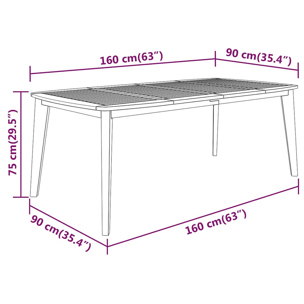 Ensemble à manger de jardin 5 pcs Bois d'acacia solide