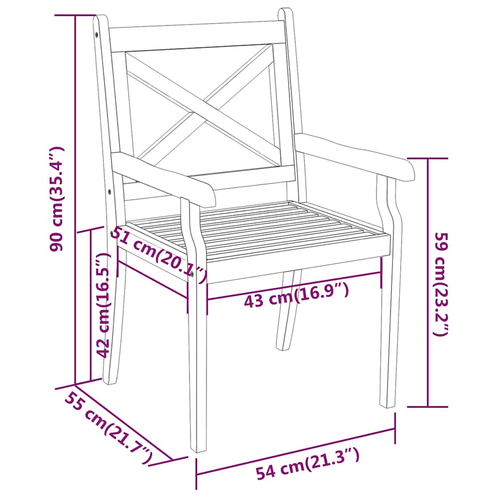 Ensemble à manger de jardin 5 pcs Bois d'acacia solide