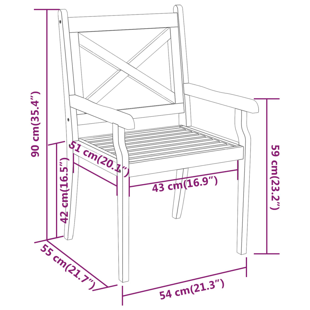 Ensemble à manger de jardin 7 pcs Bois d'acacia solide