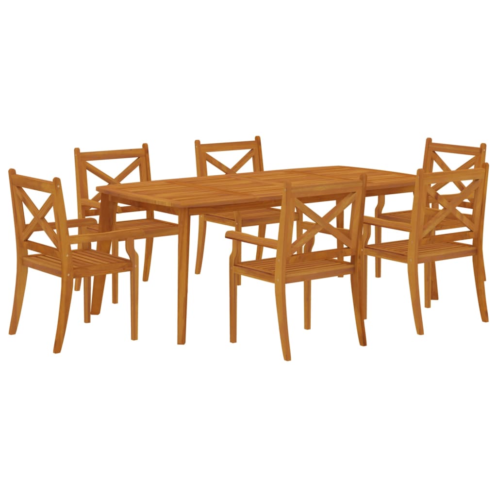 Ensemble à manger de jardin 7 pcs Bois d'acacia solide